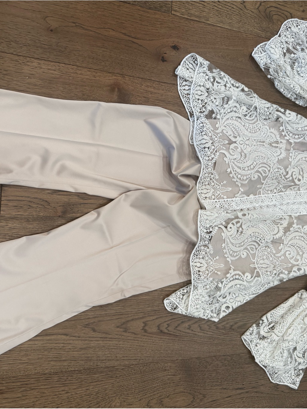 Lace Embroidered Bodice With Light Blush Pants Set